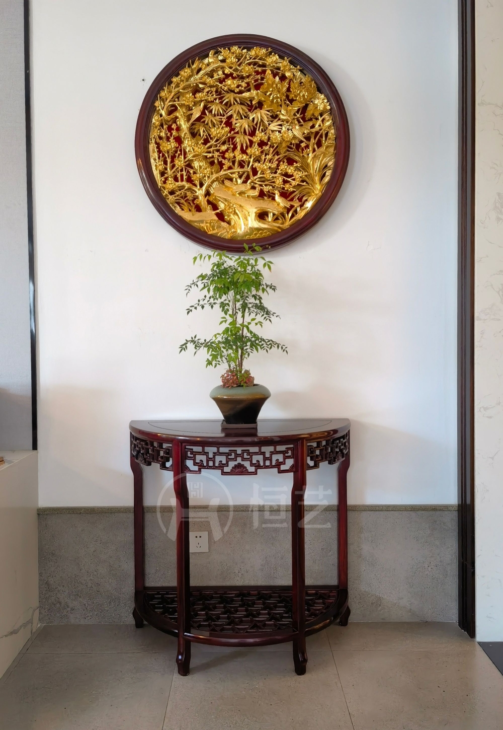 中式玄关台 赞比亚紫檀