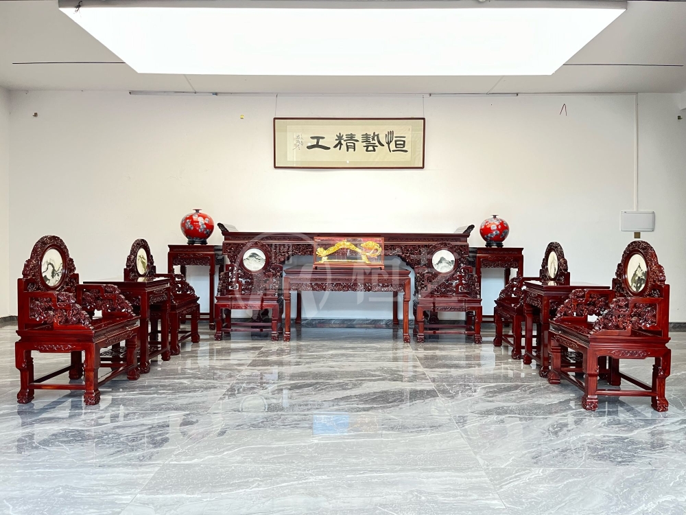 厚德灵芝太师椅  赞比亚紫檀